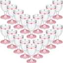 48 Pcs Disposable Plastic Wine Glasses 5 oz Party Wine Cups Hard Plastic Drinking Glasses with Stem Stackable Stemmed Goblets for Champagne Dessert Wedding Home Toasting(Pink Rim)