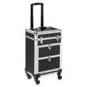 Omysalon SM7208 Aluminum Rolling Makeup Train Case with 2 Sliding Drawers & Diamond Textures