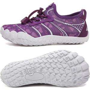 UBFEN Water Shoes for Kids Boys Girls Aqua Socks Barefoot Beach Sports Swim Pool Quick Dry Lightweight Toddler Little Big Kid, Color: G Purple,  39