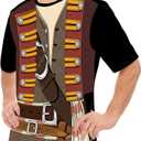 MISS FANTASY Pirate Shirt Women Men - Pirate Costume Outfits Halloween Unisex Adults (Black, XL)