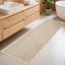Bathroom Runner Rugs, Thin Absorbent Non-Slip Bath Mat, Quick Dry Low Pile Mats for Bathroom Floor Front of Bathtub,Shower Room,Sink,24"60",Light Coffee