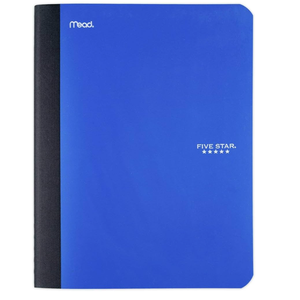 Five Star Composition Notebook, College Ruled Comp Book, Writing Journal, Lined Paper, Home School Supplies for College Students & K-12, 100 Sheets, 9-1/2" x 7-1/2", Blue (72263)