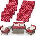 Newwiee 8 Pcs Stretch Patio Outdoor Cushion Covers Waterproof Replacement Sofa Couch Covers for 4 Backrests and 4 Cushions Washable Lawn Garden Seat Furniture Protector(Wine Red)