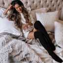 Pcavin Thigh High Socks for Women Cable Knit Over the Knee Boot Socks, Long Warm Leg Warmers Winter