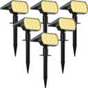 WELALO Solar Spot Lights Outdoor, [6 Pack/65 LED/3 Modes] Solar Landscape Spotlights, Solar Powered Security Lights, IP68 Waterproof Wall Lights for Outsides Walkway Yard Garden Driveway(Warm White)
