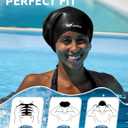 Extra Large Swim Cap for Adult Women Men - Swim Cap for Long Hair, Braids, Dreadlocks, Weaves, Curls & Afros - Black Silicone Swimming Cap, Gifts for Swimmers