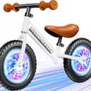 Colorful Lighting Toddler Balance Bike 2 3 Year Old,Balance Bike for Age 24 Months to 5 Years Old,12Inch Lightweight Steady Balancing Bike with Adjustable Handlebar&Seat,Birthday Gift for 2 3 4 5 Kids (White)