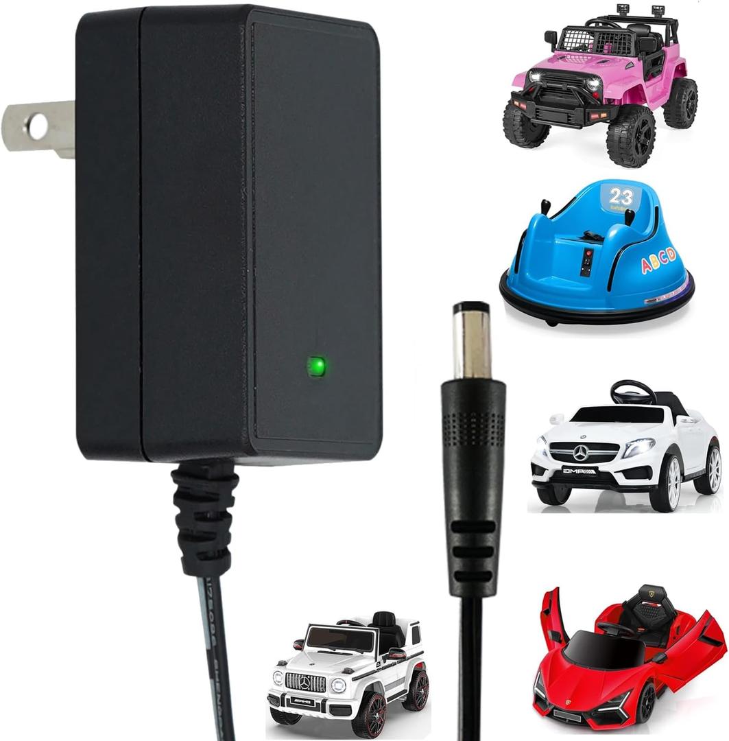 12V Charger for Kids Ride On Toys Car 12 Volt Battery Charger for Best Choice Products Wrangler SUV Jeep Kidzone Bumper Car Kid Trax Dynacraft ATV Quad Electric Vehicles Universa Power Adapter