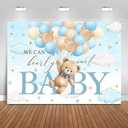 Bear Baby Shower Backdrop 7x5ft We Can Bearly Wait Party Decorations Background for Boy Bear Theme Baby Shower Banner Photo Booth Prop (Blue)