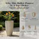 Kante Large Round Tapered Weathered Concrete Planter 23.6" Tall, Outdoor