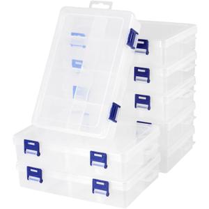 8 PCS 8 Grid Plastic Organizer Box, Clear Storage Box with Dividers Tackle Box Organizers for Jewelry, DIY Beads, Buttons, Fishing Hook