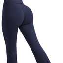 OMKAGI 2 Piece Workout Sets for Women Padded Tank Tops Flare Leggings Pilates Outfits (Medium, Navy Blue)