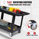 Heavy Duty Rolling Utility Cart, 2 Tier Service Cart with Wheels, Ergonomic Storage Handle, 550 LBS Capacity, Plastic Tool Cart Detailing Cart for Warehouse, Garage, Workshop,Kitchen, 40.5x17.7 in