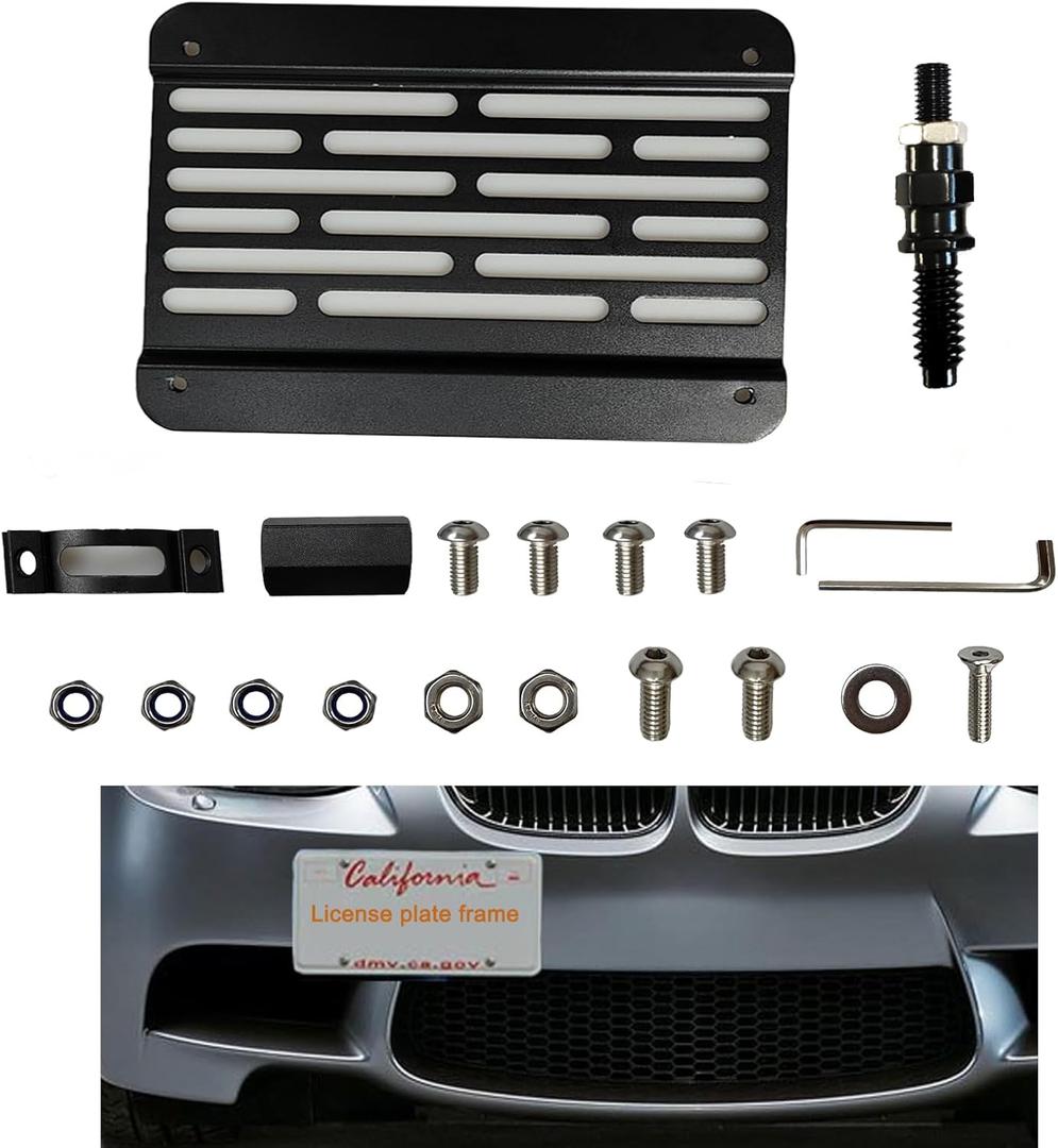 AUNOLLYS Front Bumper Tow Hook License Plate Mounting Bracket Holder for BMW E82 E88 128i 135i E90 E91 E92 E93 325i 328i 335i E39 330i 335i