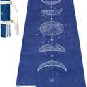 Yoga Mat With Strap 5mm Non Slip Suede & TPE - Beige Eco-Friendly Fitness & Exercise Mat for Home Gym, Pilates, Hot Yoga, and Meditation - Lightweight Durable 72 x 24 inch Workout Mat for Women, Men (Blue)