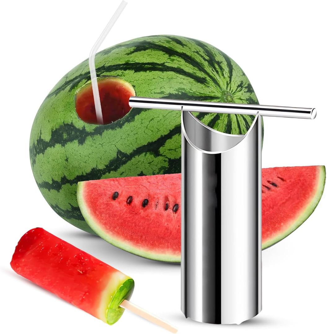 Stainless Steel Watermelon Cutter - Easy To Juice- Watermelon Puncher with Round-Shape Slice - Creative Melon Opener - Making Juicing Accessories