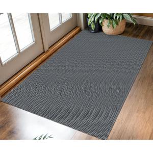 KOZYFLY Washable Entryway Rug 3x5 Ft Area Rugs Cotton Rubber Backed Throw Rugs Indoor Door Mat Kitchen Rugs Braided Floor Carpet for Front Entrance Kitchen Living Room, Grey/Charcoal Grey