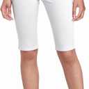 Hybrid & Company Womens Super Comfy Stretch Pull On Millennium Twill Capri Shorts (X-Large, Bermuda-white)