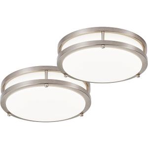 DLLT 2Pack Flush Mount LED Ceiling Light: 10 Inch 5CCT (3000K-6000K) & Dimmable Ceiling Light Fixtures for Bedroom - 18W Modern Brushed Nickel 1600LM Super Bright Kitchen Lighting Fixtures Ceiling