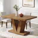 Tribesigns 47-Inch Dining Table for 4, Walnut Brown Kitchen Dinner Table with Heavy Duty Pedestal, Farmhouse Wooden Eating Table for Home, Dining Room, Small Space, 47.25" W X 31.5" D X 29.9" H