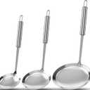 New Fine Mesh Skimmer Spoon, Professional 304 Stainless Steel Hot Pot Fat Strainer for Oil Filter Skimming Grease and Foam, Durable Multi-Functional Kitchen Cooking Mesh Food Strainer Ladle-3 Pack