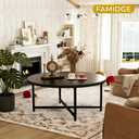 FAMIDGE Coffee Table, 31.5" Round Black Coffee Table for Living Room, Center Tables for Family & Office Use, Outdoor Coffee Tables Round, Large Black (31.5" D x 17.7" H), 1T - 31.5"D