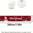 2 x Merry Christmas Banner 118x20 Inches Red Backdrop Snowman Christmas Trees Snowflakes Winter Holiday Scene Indoor Outdoor Party Wall Hanging Festive Photo Background Porch Decoration