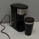 Elite Gourmet EHC-112B Personal Single-Serve Compact Coffee Maker Brewer Includes 14Oz. Thermal Travel Mug with Stainless Steel Interior, Compatible with Coffee Grounds, Reusable Filter, Black