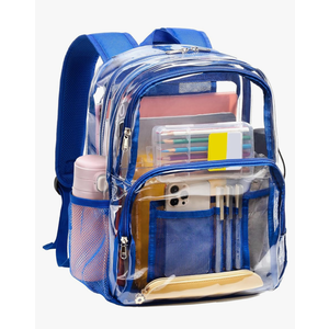 Vorspack Clear Backpack Heavy Duty - Large Clear Bookbag Transparent See Through Backpack Plastic Backpacks for College Work Travel - Blue