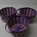 Easter Baskets with Hinged Handle - Round Woven Bamboo (Purple) 3 Pack