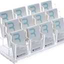 SANRUI Vertical Business Card Holder - Acrylic Clear Desktop Display Stand for Office, Home & Exhibition - Sleek Design, Durable, Easy Access,Professional Card Storage, 12 Slots