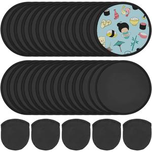 BENECREAT 30 Pcs 9.8inch Black Foldable Flying Disc Fan with Bag, Nylon Sublimation Fans, Black Edge Folding Fan for Beach Parties, Picnics and Family Activities