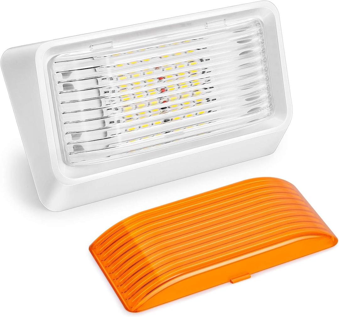 Kohree 320Lumen LED RV Porch Light Exterior Utility Light 12v Lighting Fixture, Replacement Lighting for RVs, Trailers, Campers, 5th Wheels. White Base, Clear and Amber Lenses Included (1 Pack with Two Lens)