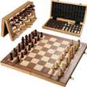 Magnetic Chess Board Set for Adults & Kids, 15" Wooden Folding Chess Boards, Handcrafted Portable Travel Chess Game with Pieces Storage Slots