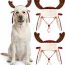 2 Pcs Christmas Antler Check Dog Santa Hat Adjustable Pet Red Plaid Pet Cap Xmas Antler Dog Hats for Small Medium Large Dogs (L)