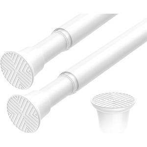2 Pack Spring Tension Curtain Rod 18-36 inch, Adjustable Tension Rod No Drilling Small Curtain rod, Spring Loaded Curtain Rods for Windows Doorway, White