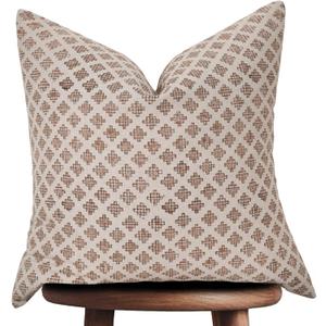 Handmade Block Print 100% Thick Cotton Accent Throw Cushion Cover with Invisible Zipper- Pillowcase for Bedroom, Living Room, Outdoor, Couch, Patio, Home Dcor- Penny (Rust, 20" x 20") (20" x 20" (Pack of 1))