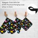 Colorful Dinosaur Oven Mitts and Pot Holders Sets Cute Animal Cartoon Heat Resistant 3pcs for Cooking Baking BBQ