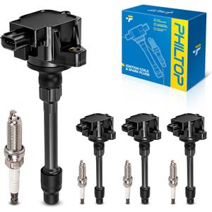 PHILTOP Ignition Coil Pack and Iridium Spark Plugs Fits for Honda 2017-2022 CR-V 1.5T, Honda 2017-2020 2023 Civic 1.5T/2.0T, 4PCS UF781