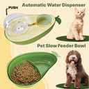 Cat Food and Water Bowl  Avocado Cat Bowl with Water Dispenser Pet Bowl& Small Dogs, Non-Spill, Anti-Choke, Eco-Friendly Dog Feeding Bowl Water Fountain 3-in-1 (Green&Yellow)