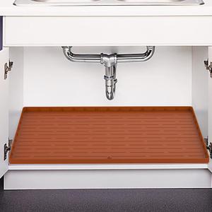 Under Sink Mat Waterproof - 22"x34" Kitchen Cabinet Sink Mat with Unique Drain Hole Design, Liner Protector for Kitchen Sink and Bathroom, Water Drips, Leaks, Spills, Hold up to 3.3 Gallons of Liquid