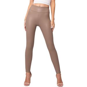 Conceited Luxe Leggings Velvet or Vegan Leather (Small, Mocha)