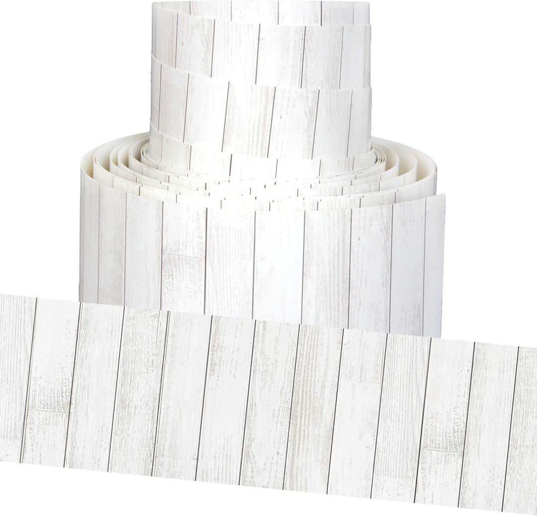 2 x Youngever 52.5 ft Bulletin Board Borders for Classroom Decoration (White Wood Design)