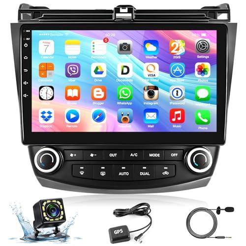 Android Car Stereo Radio for Honda Accord 2003 2004 2005 2006 2007,Podofo 10.1 Inch HD Touch Screen Car Stereo in Dash Navigation GPS Units with Mirror Link,WiFi,Bluetooth,FM/RDS+Backup Camera+Mic