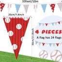 VitalCozy 4 Pcs 131 ft Baseball Pennant Banners Party Decorations Triangle Baseball Flags Garland Bunting for American Ball Sport Game Decor Birthday Camp BBQ Party Supplies Home Outdoor Hanging