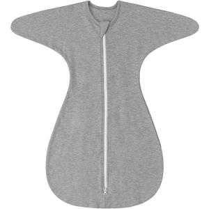 ZIGJOY Baby Transitional Swaddles for Newborns: 0.5 Tog Arms Up Sleep Sack 3-6-12 Months Soft Cotton Shark Fin 2 Way Zipper (Gray)