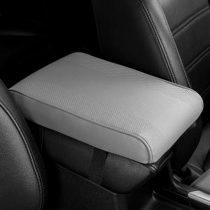 SEG Direct Car Center Console Cover, Breathable Leather Auto Armrest Cover, Memory Foam Arm Rest Cushion, Universal Car Seat Box Cover Car Interior Accessories, Gray (Gray Leather)
