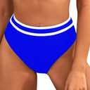 BMJL Women's High Waisted Bikini Sporty Swimsuit Color Block Cheeky High Cut Bathing Suit (Large, Royal Blue011)