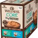 Wellness CORE Tiny Tasters Pate Adult Wet Cat Food, Natural, Protein-Rich, Grain Free, 1.75-Ounce Pouch, 12 Pack, (Seafood Variety Pack)