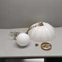 Y'INSP Glass Pendant Light Fixtures, 15.98" Milk Glass and Gold Pendant Light Kitchen Island, Modern Mid Century Hanging Light for Dining Room, Bedroom, Hallway, Foyer
